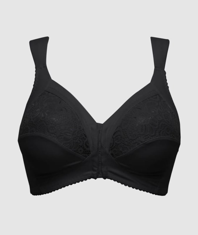 Sans Complexe Clara Front Closure Wire-free Lace Bra - Black Bras 