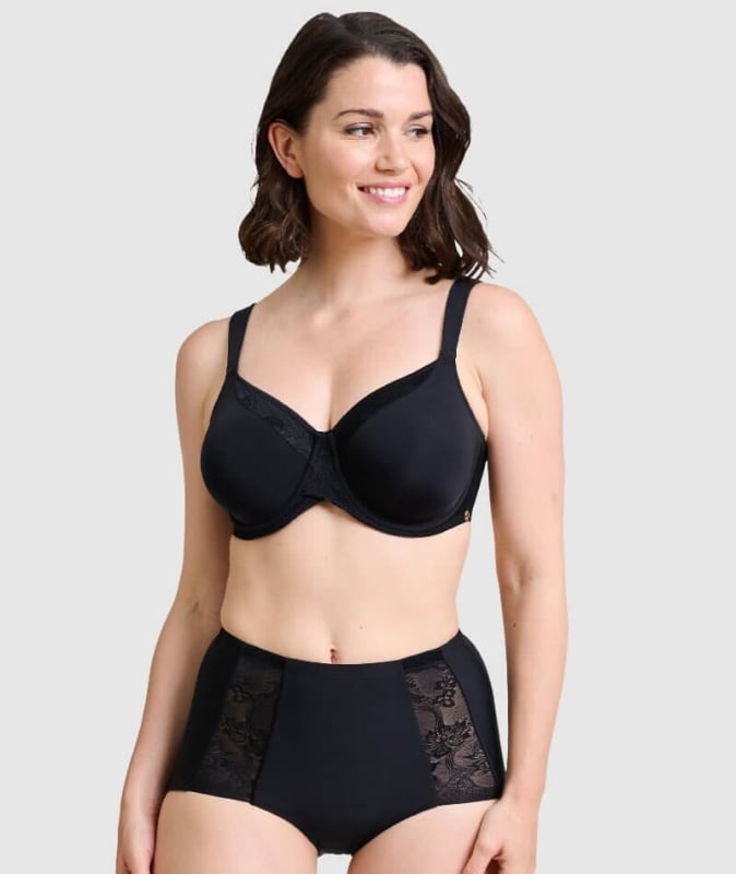 Sans Complexe Perfect Shape Wide Strap Underwired Minimiser Bra - Black Bras