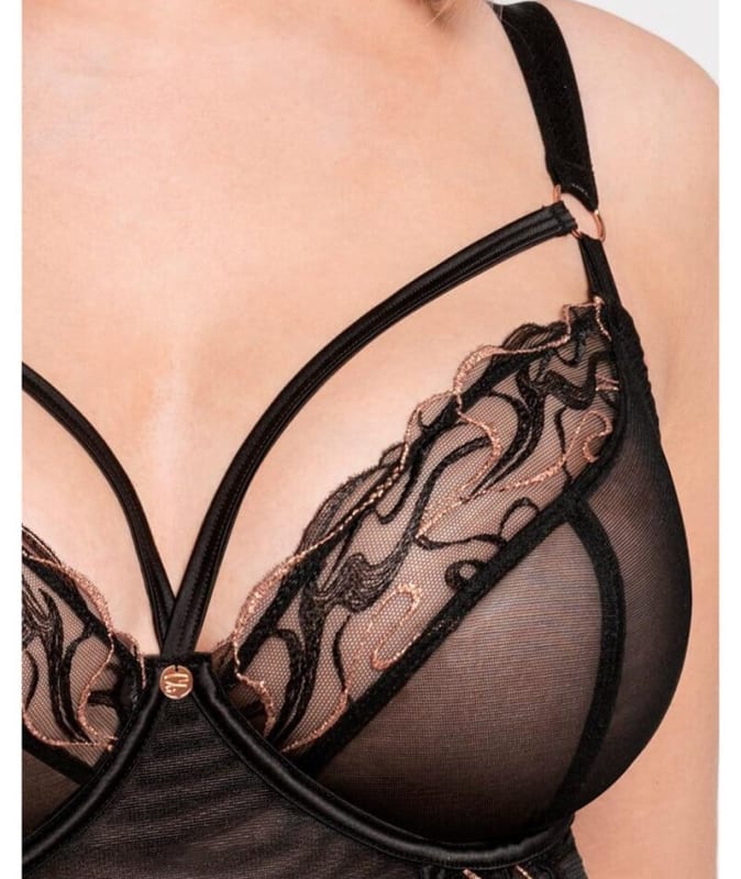 Scantilly Fascinate Plunge Basque - Black Bodysuits & Basques