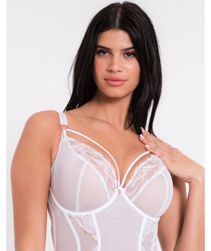 Scantilly Fascinate Plunge Basque - White Bodysuits & Basques