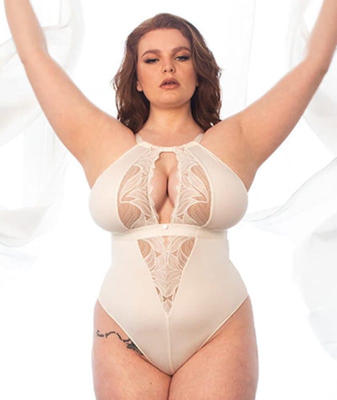 Scantilly Indulgence Stretch Lace Bodysuit - Ivory Bodysuits & Basques 