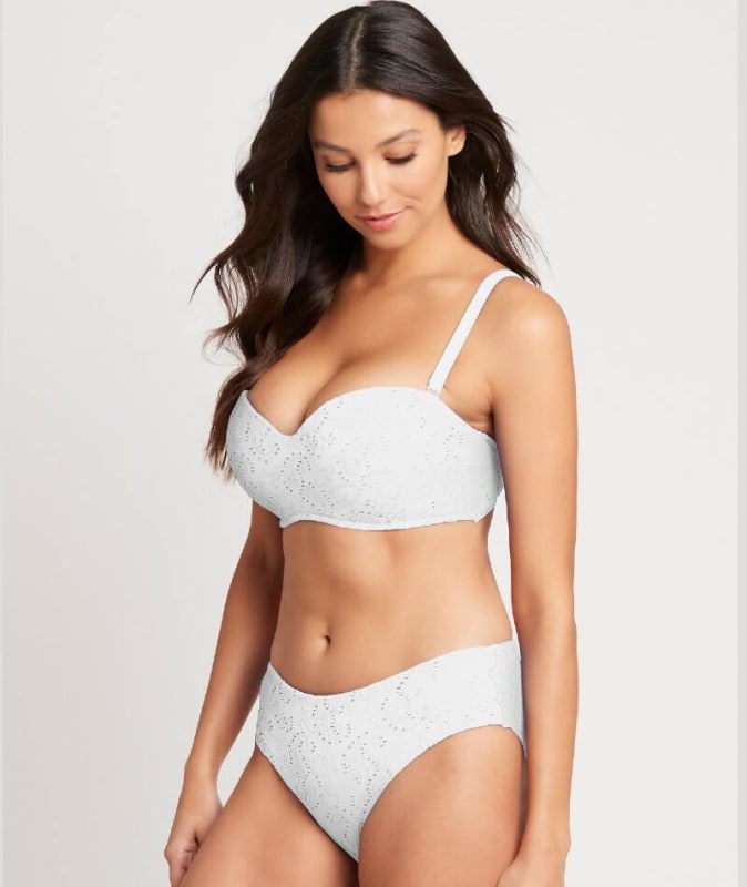 Sea Level Chantilly Mid Bikini Brief - White Swim 