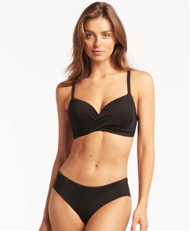 Sea Level Eco Essentials Mid Bikini Brief - Black Swim