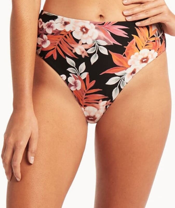 Sea Level Escape Retro High Waist Brief - Black Swim