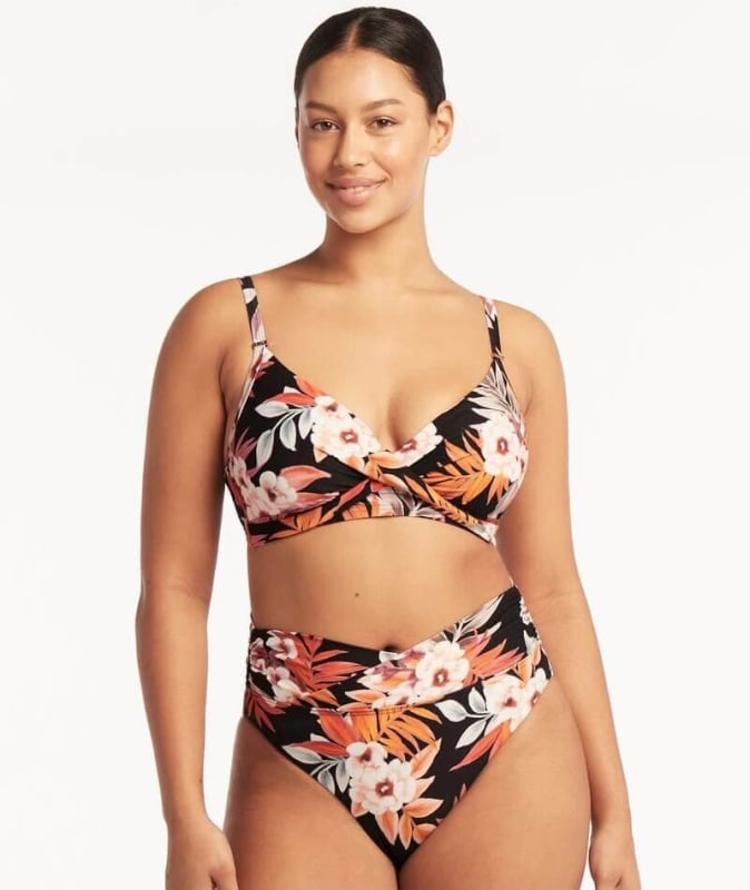 Sea Level Escape Wrap High Waist Brief - Black Swim 