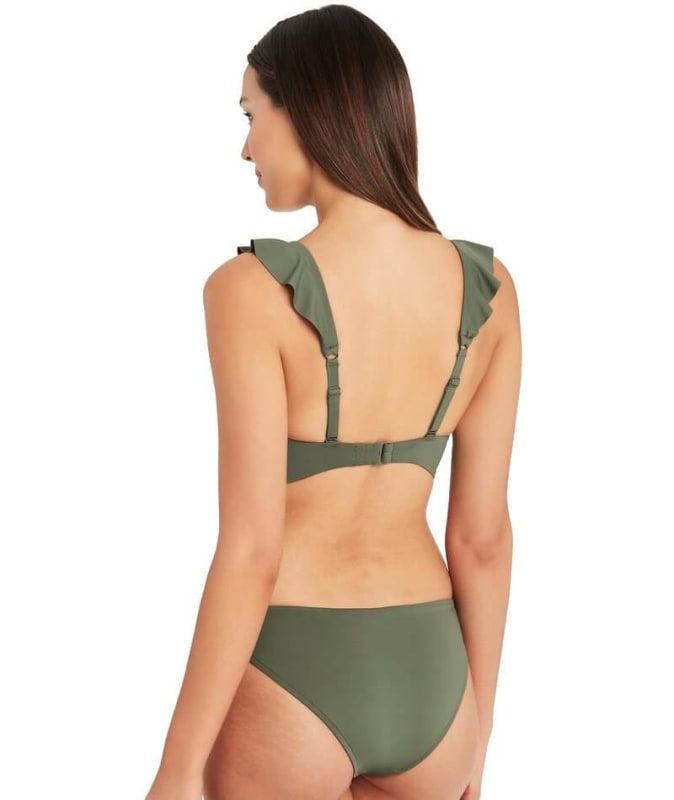 Sea Level Essentials Frill Bikini Top - Khaki Swim 