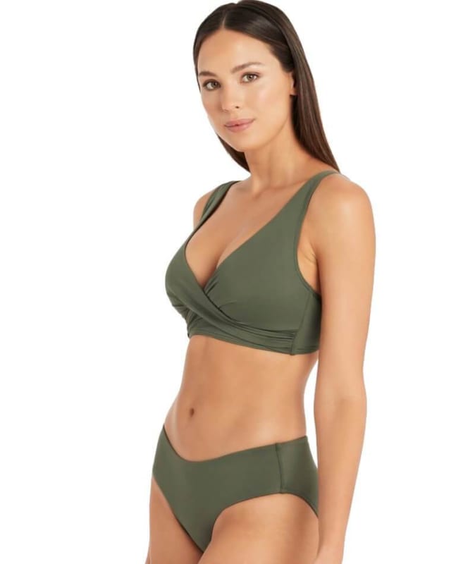 Sea Level Essentials Mid Bikini Brief - Khaki Swim 