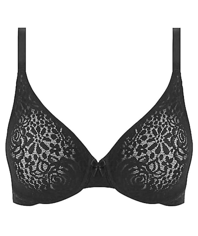 Wacoal Halo Lace Moulded Underwire Bra - Black Bras 